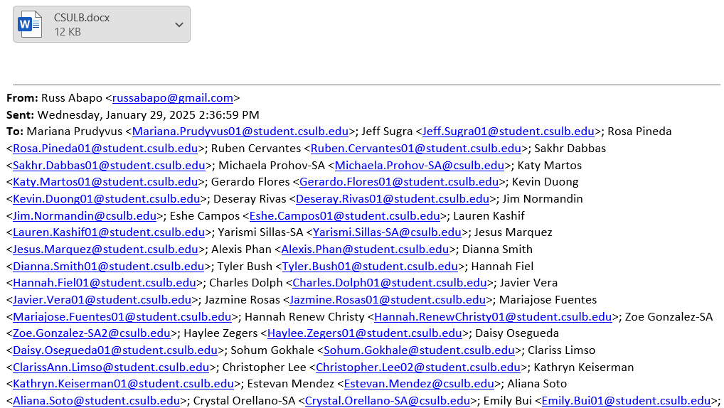 screenshot of the phishing email described below
